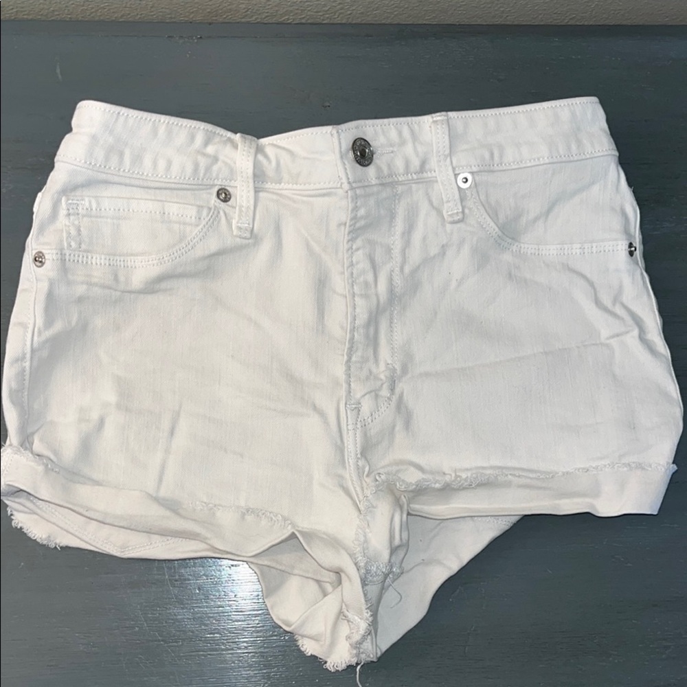 Abercrombie & Fitch Simone High-Rise White Denim Shorts sz 27 /4 EUC
